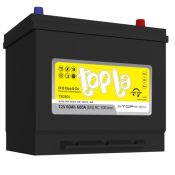 Topla STOP&GO EFB Asia-65 Aч, 600 А, 12 В 230/173/220 обратная полярность